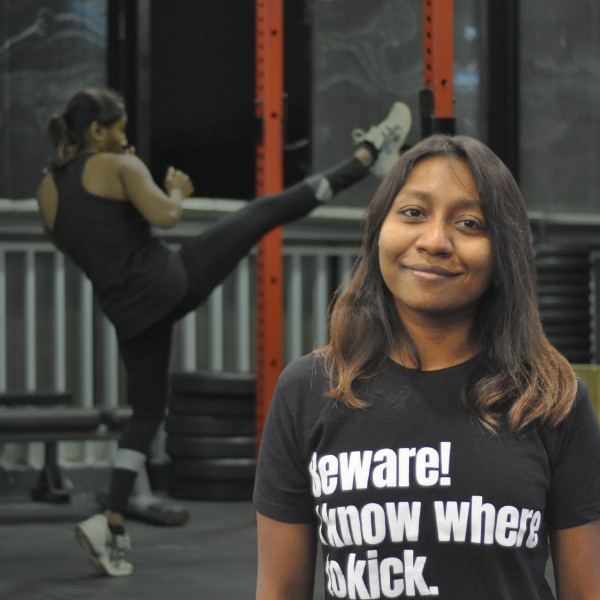 Susan, one of Bangalore's youngest black belts in Kyokushin Kai Karate